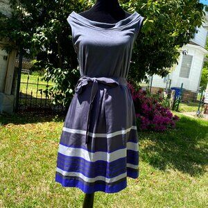 Professional Grey Dress w/ Attached Skirt & Belt